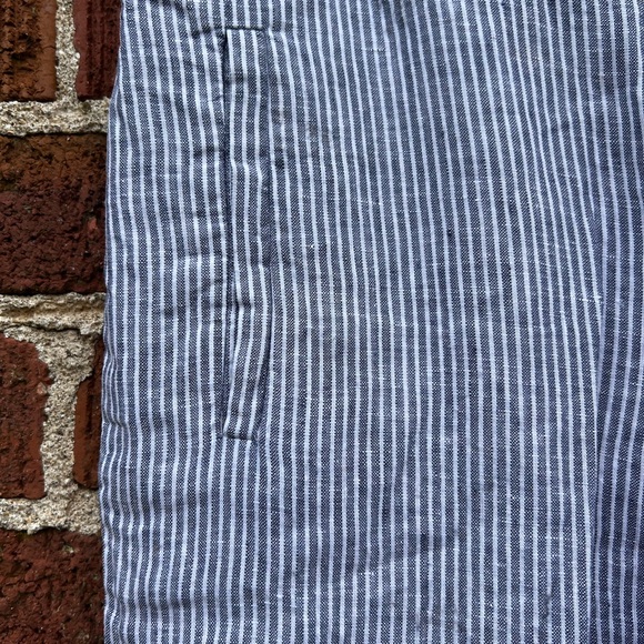 Banana Republic Navy White Striped Martin Fit Pants 100% Linen size 4 Nautical - Picture 2 of 7